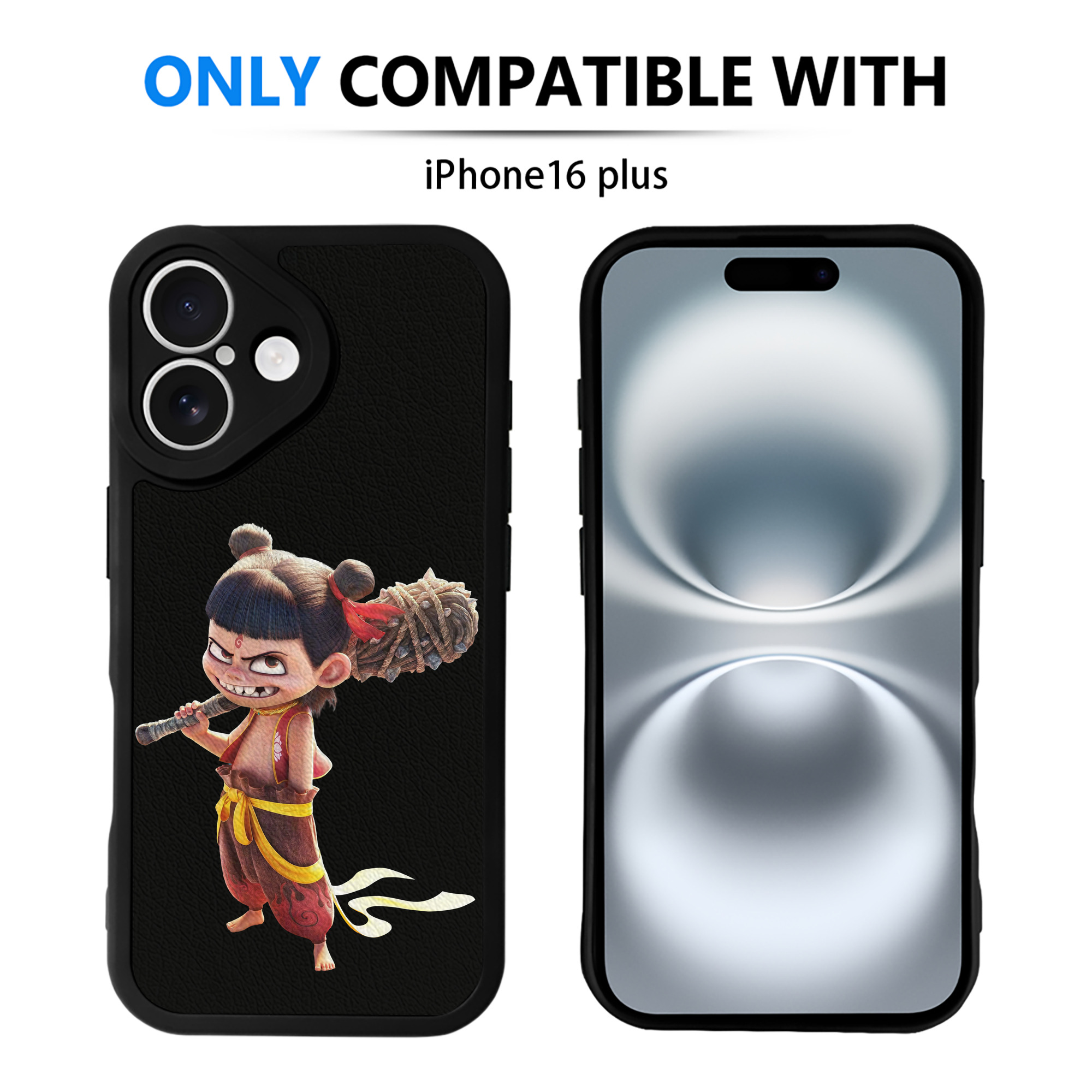 （画像用） Ne Zha 2 ナタ 魔童の大暴れ 【iPhone 16シリーズ対応】シリコンスマホケース（レザー調） 材質：シリコン